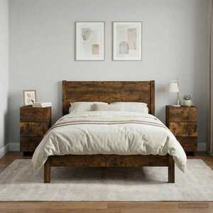 Imagine vidaXL Dulap de noapte 2 buc. Stejar fumuriu 33, 5 x 34, 5 x 60 cm