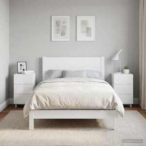 Imagine vidaXL Dulap de noapte 2 buc. Alb foarte lucios 33, 5 x 34, 5 x 60 cm