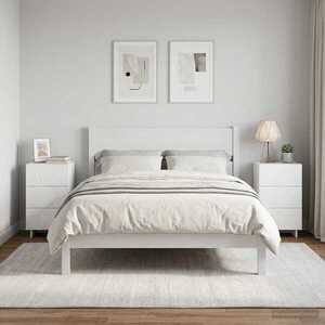 Imagine vidaXL Dulap de noapte 2 buc. Alb 33, 5 x 34, 5 x 60 cm Lemn prelucrat