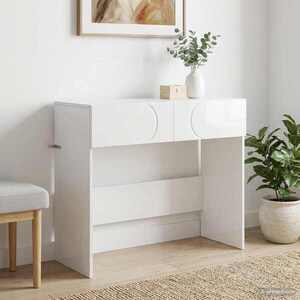 Imagine vidaXL Consolă Alb foarte lucios 96, 5 x 38 x 75 cm Lemn prelucrat