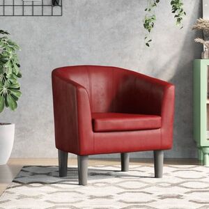 Imagine vidaXL Fotoliu tip cuvă, roșu vin, piele ecologică