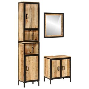 Imagine vidaXL Set mobilier de baie, 3 piese, fier și lemn masiv de mango