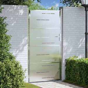 Imagine vidaXL Poartă de grădină 85 x 174 cm Oţel inoxidabil Argintiu Blocat