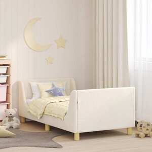 Imagine vidaXL Cadru de pat pentru copii cu spătar Crem 80 x 160 cm Bouclé