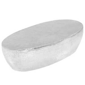Imagine vidaXL Măsuță cafea, argintiu, 100x50x28 cm aluminiu bătut la ciocan