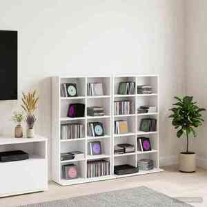 Imagine vidaXL Dulap pentru CD-uri 2 buc. Alb 65 x 23, 5 x 97, 5 cm