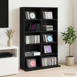 Imagine vidaXL Dulap pentru CD-uri Stejar Negru 65 x 23, 5 x 97, 5 cm