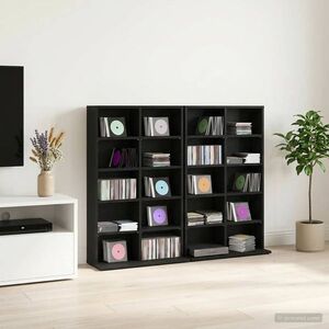 Imagine vidaXL Dulap pentru CD-uri 2 buc. Stejar Negru 65 x 23, 5 x 97, 5 cm