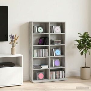Imagine vidaXL Dulap pentru CD-uri Gri Beton 65 x 23, 5 x 97, 5 cm