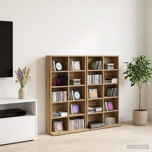 Imagine vidaXL Dulap pentru CD-uri 2 buc. Stejar Artizanal 65 x 23, 5 x 97, 5 cm