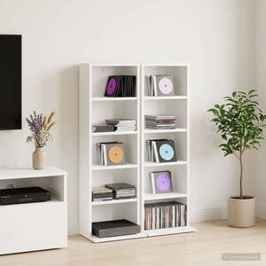 Imagine vidaXL Dulap pentru CD-uri 2 buc. Alb 33 x 23, 5 x 97, 5 cm