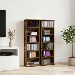 Imagine vidaXL Dulap pentru CD-uri 2 buc. Stejar fumuriu 60 x 17 x 92 cm