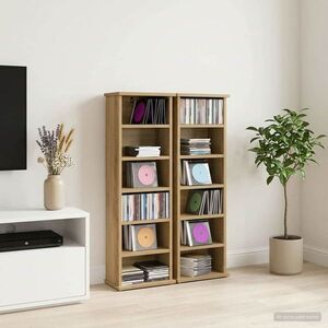 Imagine vidaXL Dulap pentru CD-uri 2 buc. Stejar Artizanal 60 x 17 x 92 cm