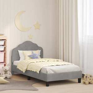 Imagine vidaXL Cadru de pat pentru copii cu spătar Gri deschis 80 x 160 cm