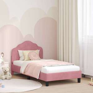 Imagine vidaXL Cadru de pat pentru copii cu spătar Roz 80 x 160 cm Catifea