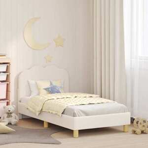 Imagine vidaXL Cadru de pat pentru copii cu spătar Crem 80 x 160 cm Bouclé
