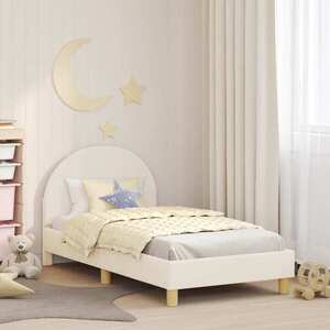 Imagine vidaXL Cadru de pat pentru copii cu spătar Crem 80 x 160 cm Bouclé
