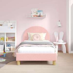 Imagine vidaXL Cadru de pat pentru copii cu spătar Roz 80 x 160 cm Bouclé