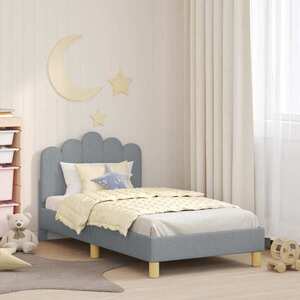 Imagine vidaXL Cadru de pat pentru copii cu spătar Gri deschis 80 x 160 cm