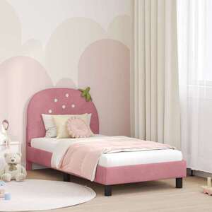 Imagine vidaXL Cadru de pat pentru copii cu spătar Roz 80 x 160 cm Catifea