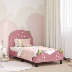 Imagine vidaXL Cadru de pat pentru copii cu spătar Roz 80 x 160 cm Catifea
