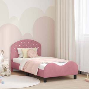 Imagine vidaXL Cadru de pat pentru copii cu spătar Roz 80 x 160 cm Catifea