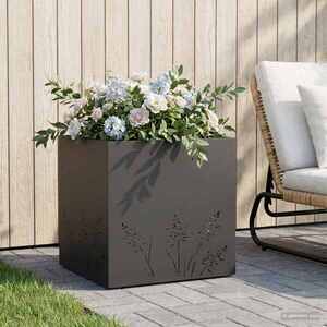 Imagine vidaXL Vază pentru Grădină Negru 50 x 50 x 49 cm Oțel laminat la rece