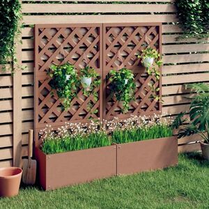 Imagine vidaXL Jardiniere cu spalier, 2 buc., maro, 65x33x135 cm, WPC