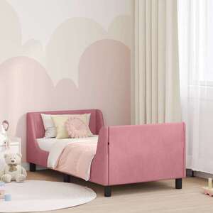 Imagine vidaXL Cadru de pat pentru copii cu spătar Roz 80 x 160 cm Catifea