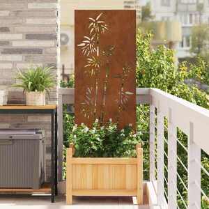 Imagine vidaXL Ecran de intimitate pentru grădină Floral Ruginit 50 x 140 cm