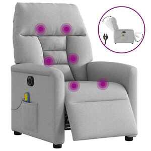 Imagine vidaXL Scaun reclinabil electric pentru masaj Cloud Grey Fabric