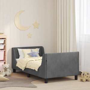 Imagine vidaXL Cadru de pat pentru copii cu spătar Gri închis 80 x 160 cm