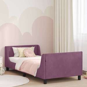 Imagine vidaXL Cadru de pat pentru copii cu spătar Violet 90 x 200 cm Catifea