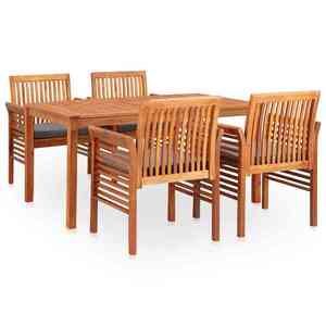 Imagine vidaXL Set mobilier de exterior cu perne 5 piese, lemn masiv de acacia