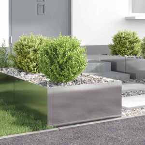 Imagine vidaXL Margine pentru gazon 4 buc. 60 x 60 x 35 cm Oțel Argintiu