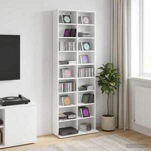 Imagine vidaXL Dulap pentru CD-uri Alb 65 x 23, 5 x 175 cm Lemn prelucrat