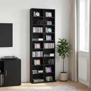 Imagine vidaXL Dulap pentru CD-uri Stejar Negru 65 x 23, 5 x 175 cm