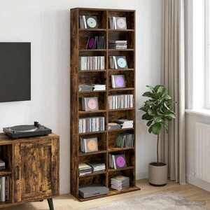 Imagine vidaXL Dulap pentru CD-uri Stejar fumuriu 65 x 23, 5 x 175 cm
