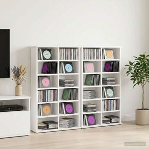 Imagine vidaXL Dulap pentru CD-uri 2 buc. Alb 60 x 17 x 92 cm Lemn prelucrat