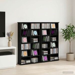 Imagine vidaXL Dulap pentru CD-uri 2 buc. Stejar Negru 60 x 17 x 92 cm