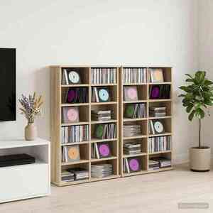 Imagine vidaXL Dulap pentru CD-uri 2 buc. Stejar Sonoma 60 x 17 x 92 cm