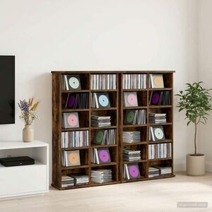 Imagine vidaXL Dulap pentru CD-uri 2 buc. Stejar fumuriu 60 x 17 x 92 cm