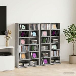 Imagine vidaXL Dulap pentru CD-uri 2 buc. Sonoma gri 60 x 17 x 92 cm