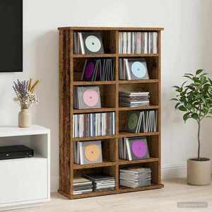 Imagine vidaXL Dulap pentru CD-uri Lemn de stejar 60 x 17 x 92 cm