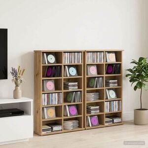 Imagine vidaXL Dulap pentru CD-uri 2 buc. Stejar Artizanal 60 x 17 x 92 cm