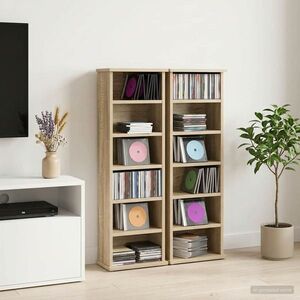 Imagine vidaXL Dulap pentru CD-uri 2 buc. Stejar Sonoma 60 x 17 x 92 cm