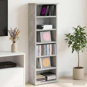 Imagine vidaXL Dulap pentru CD-uri Gri Beton 60 x 17 x 92 cm Lemn prelucrat