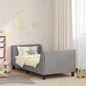 Imagine vidaXL Cadru de pat pentru copii cu spătar Gri deschis 80 x 160 cm