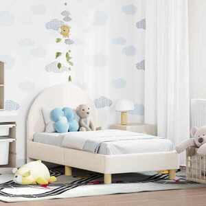 Imagine vidaXL Cadru de pat pentru copii cu spătar Crem 70 x 140 cm Bouclé