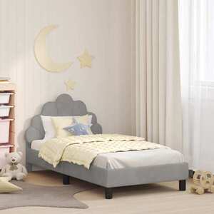 Imagine vidaXL Cadru de pat pentru copii cu spătar Gri deschis 80 x 160 cm